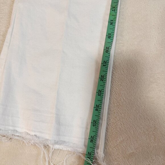 Risen Flare Leg Stretch Jeans Womens Size 9/29 Mid Rise White Denim Raw Hem - Picture 10 of 12